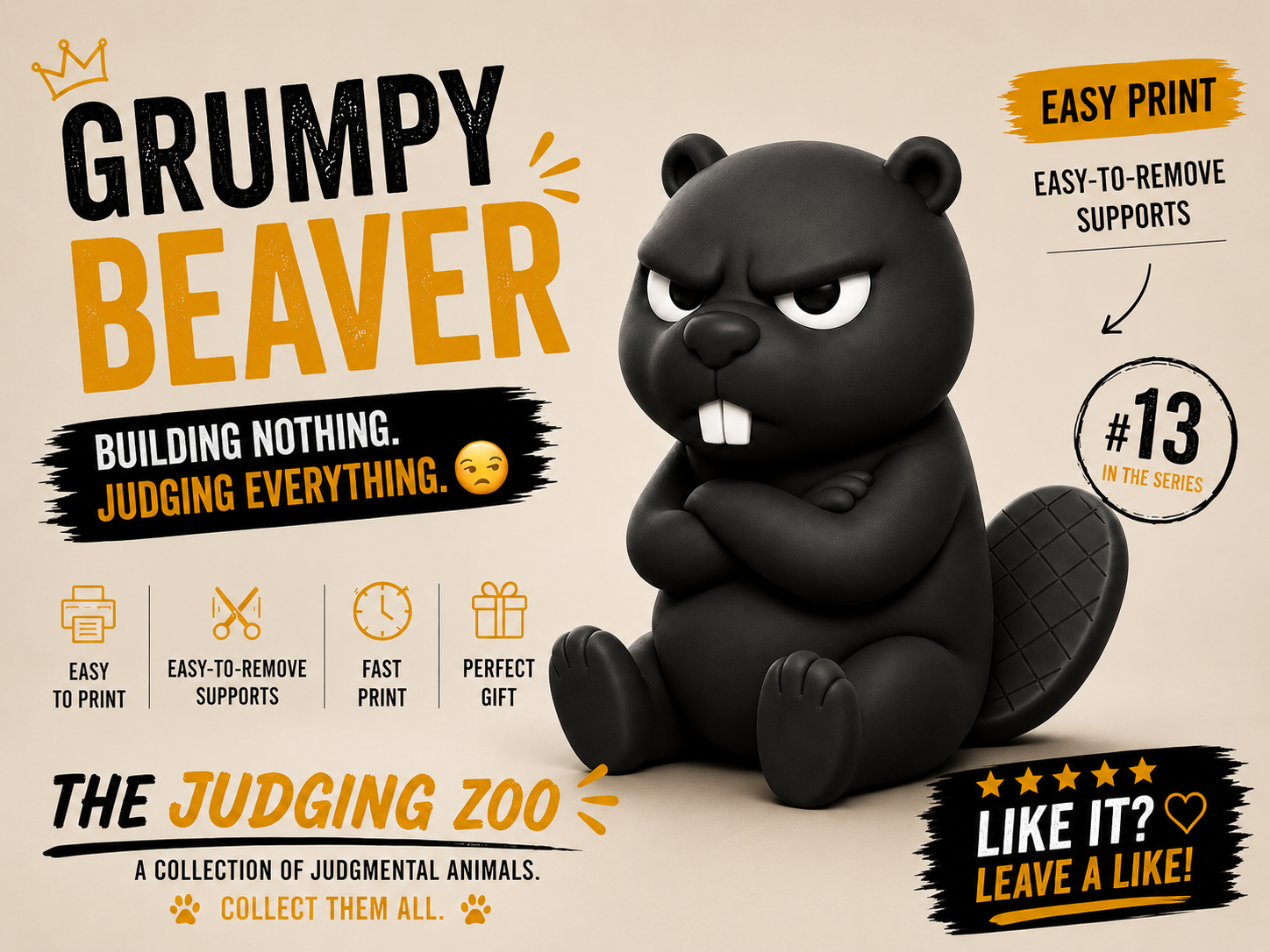 Grumpy Beaver – The Judging Zoo #13 | Easy Print 