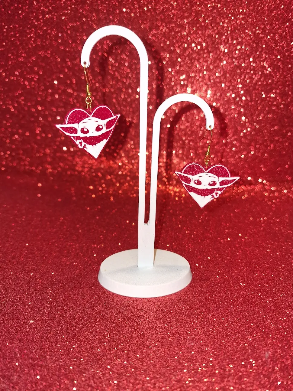 Grogu heart earrings view 3