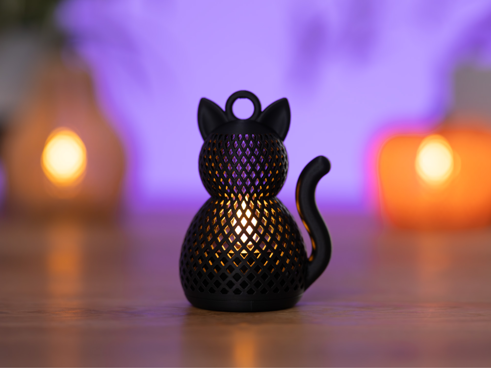 Black Cat Tea Light Lantern - 1