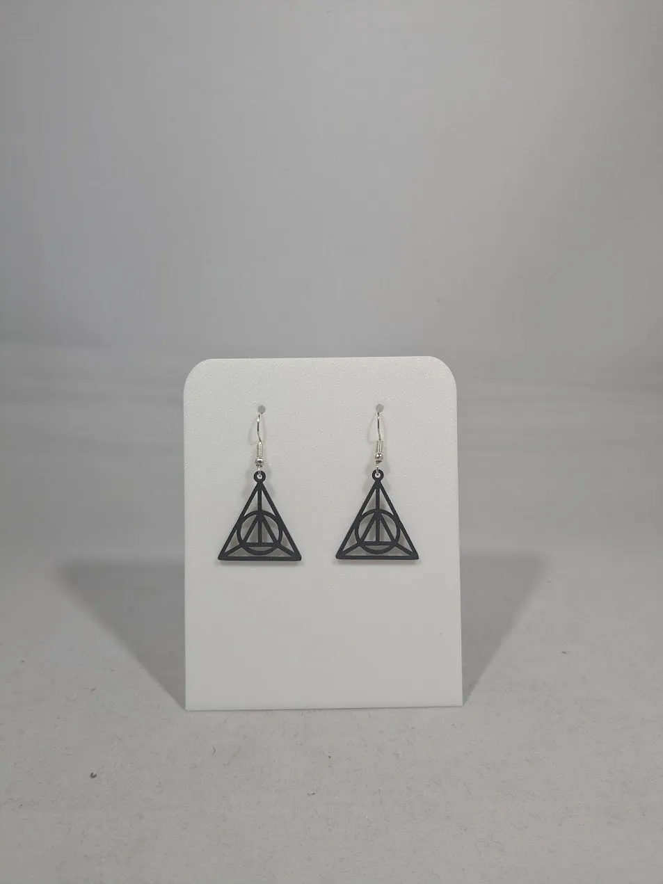 Abstract earrings - triangle circle triangle view 4
