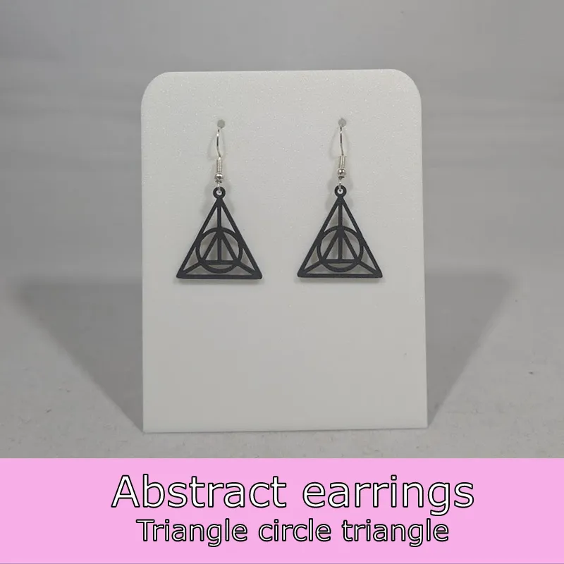 Abstract earrings - triangle circle triangle view 2