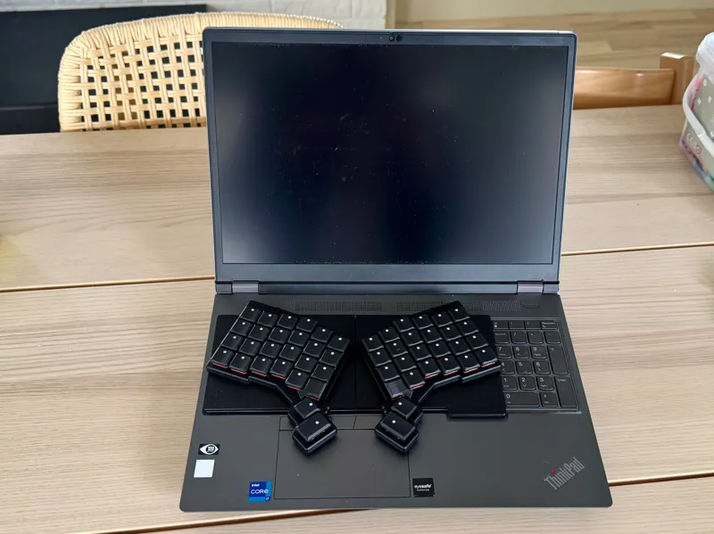Lenovo P16 Keyboard Cover + ZSA Voyager mount