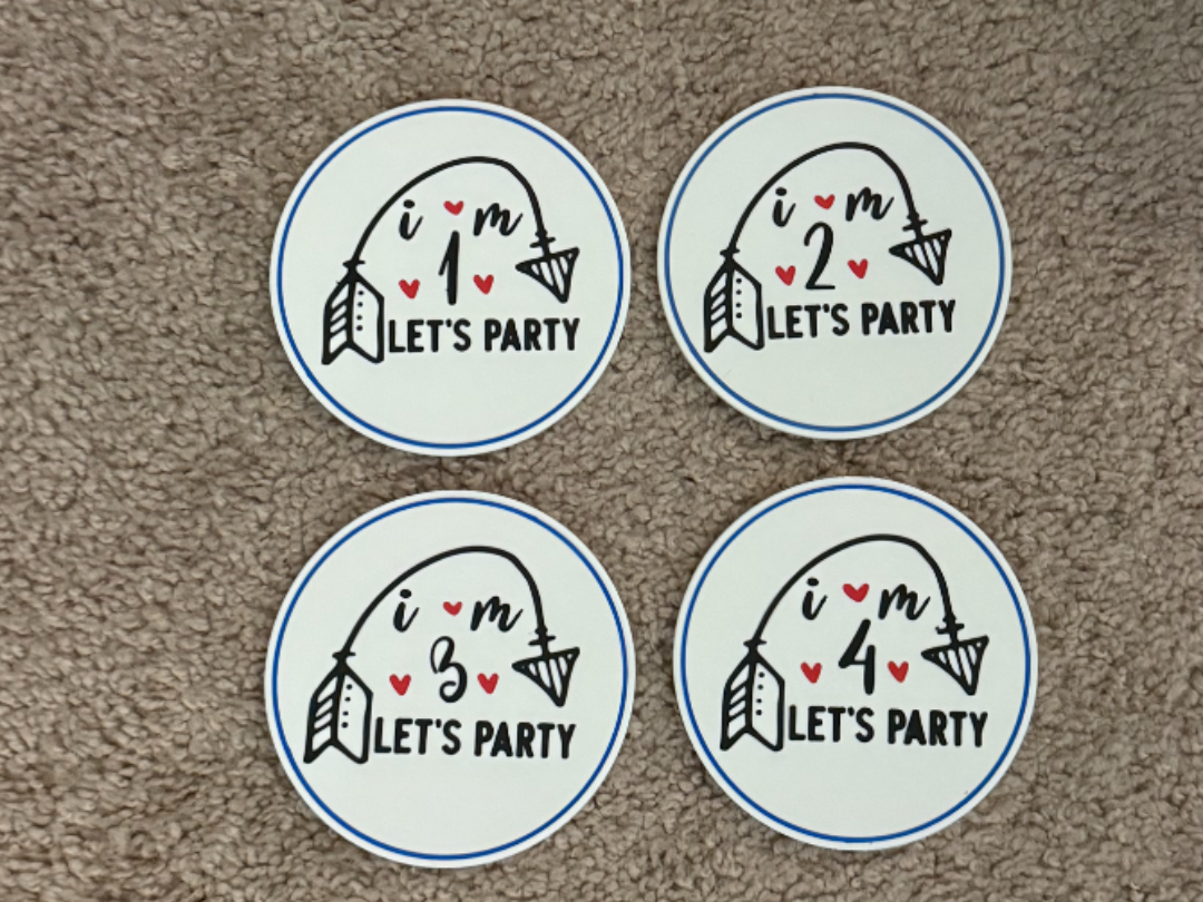 BIRTHDAY COASTERS 1,2,3, AND 4 LET'S PARTY