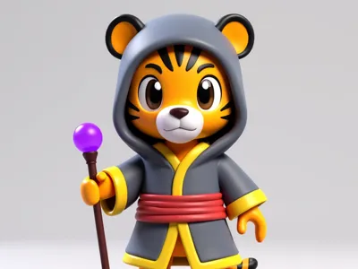 Cute tiger wizard