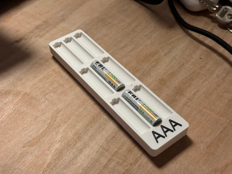 Low Profile AAA Battery Holder Gridfinity 4x1