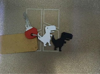 Chrome Dino Keychain 