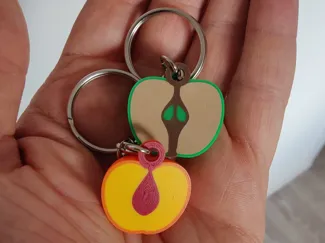 Fruit Charms Keyring Apple and Peach