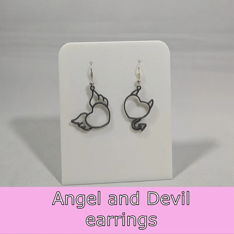 Angel and Devil heart earrings view 2