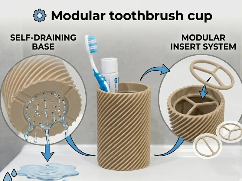 Modular Toothbrush Holder with Removable Inserts