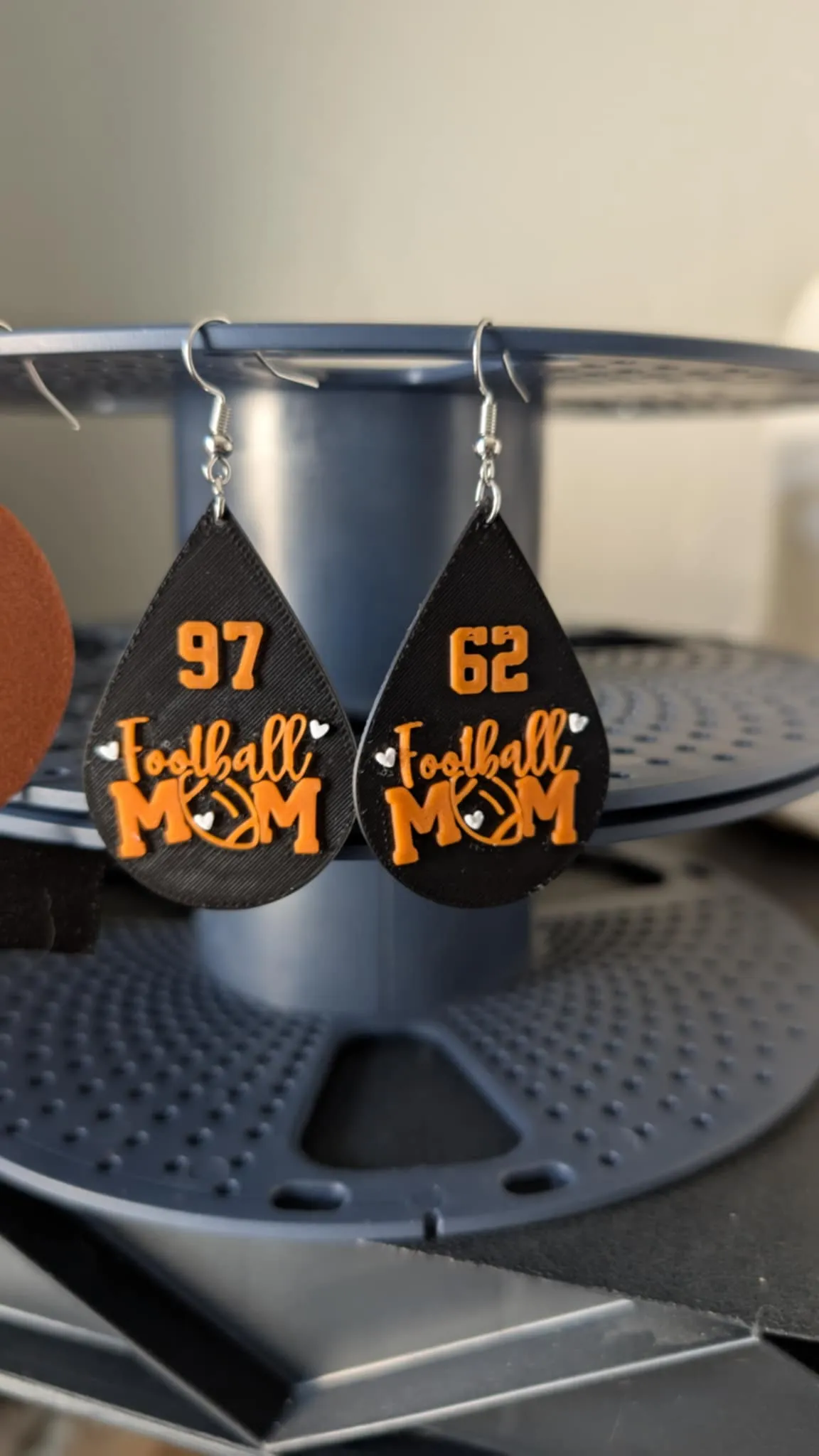 Football mom earrings view 2