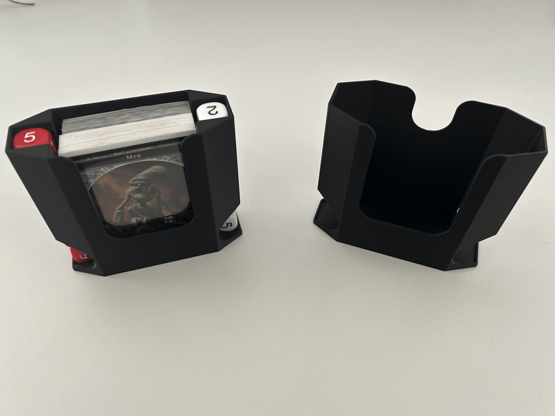 Trading Card Game Box with Dual Dice Compartments