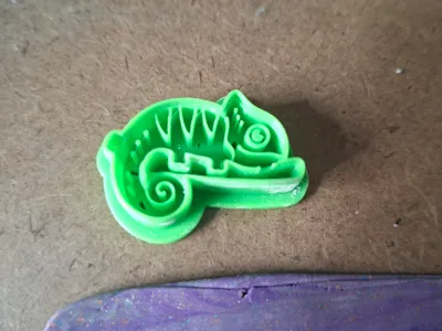 chameleon on branch clay cutter