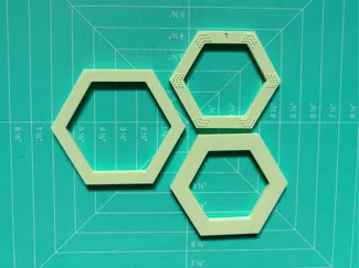 Rotary cutter templates for EPP hexagons
