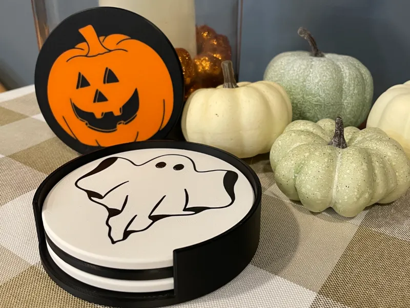 Halloween Coaster Set with Caddy