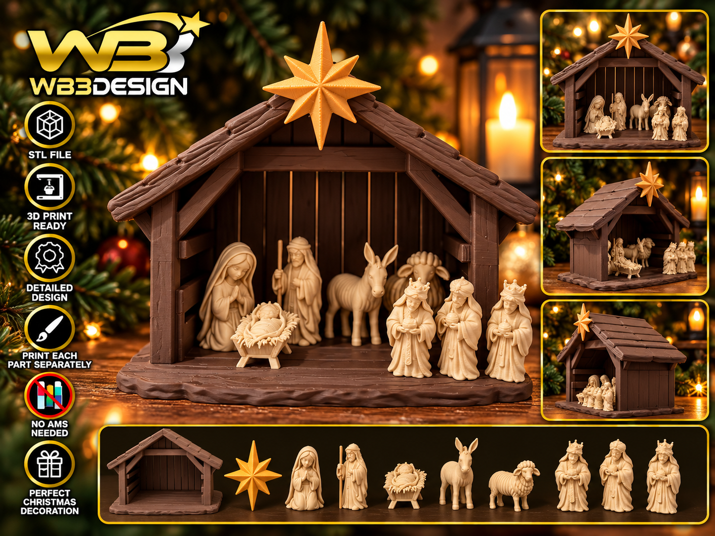 Nativity Scene – Christmas Stable NO AMS! 3D model