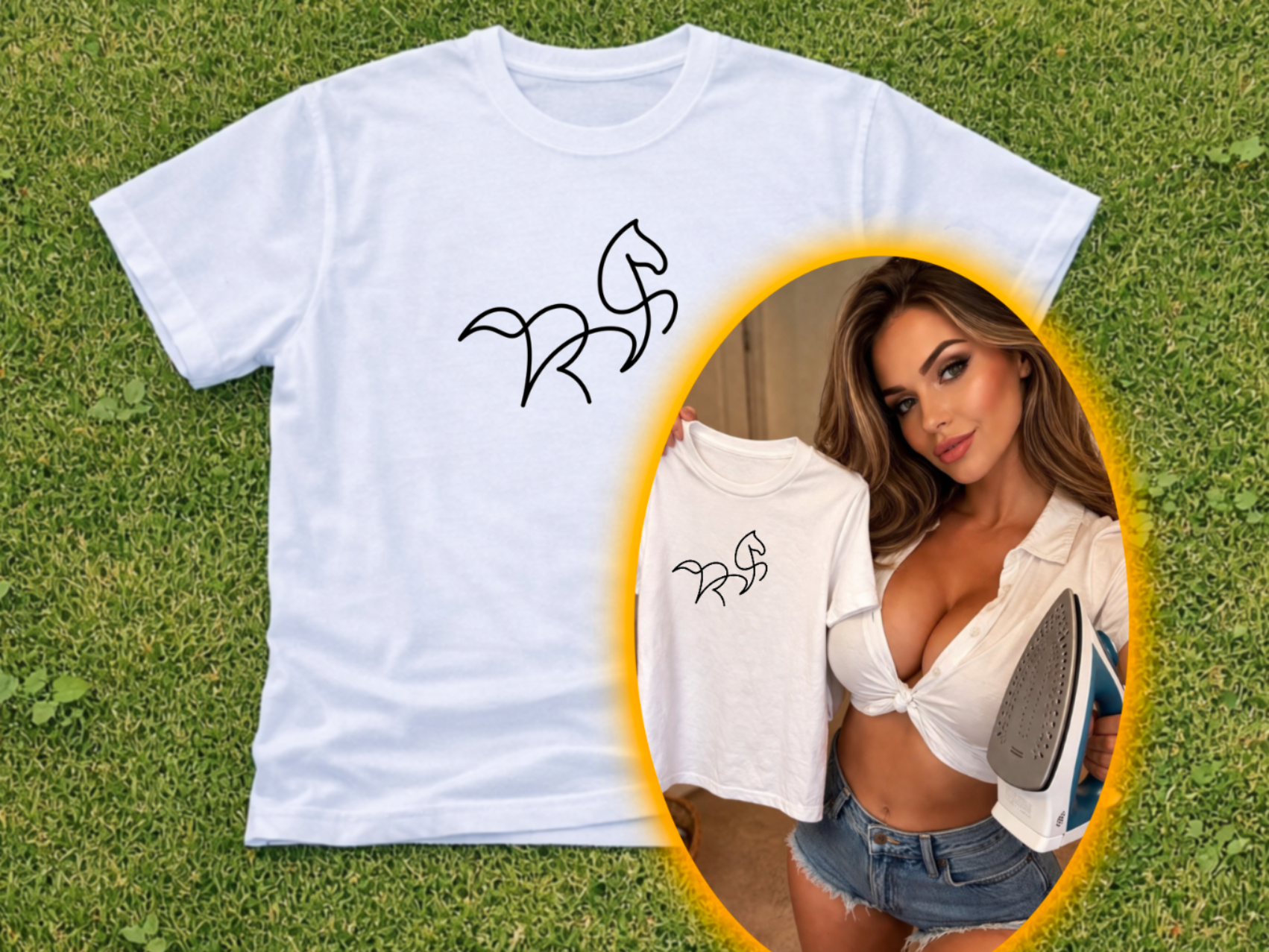 Stampa su maglietta - cavallo line art