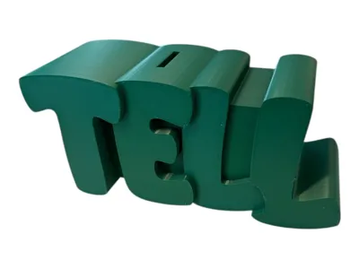 Named Piggy Bank 'Tell' with Lid and Key