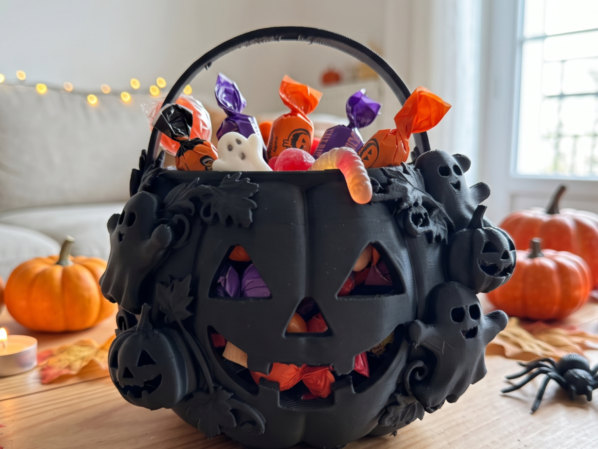 Halloween Pumpkin Candy Bucket Basket - 1