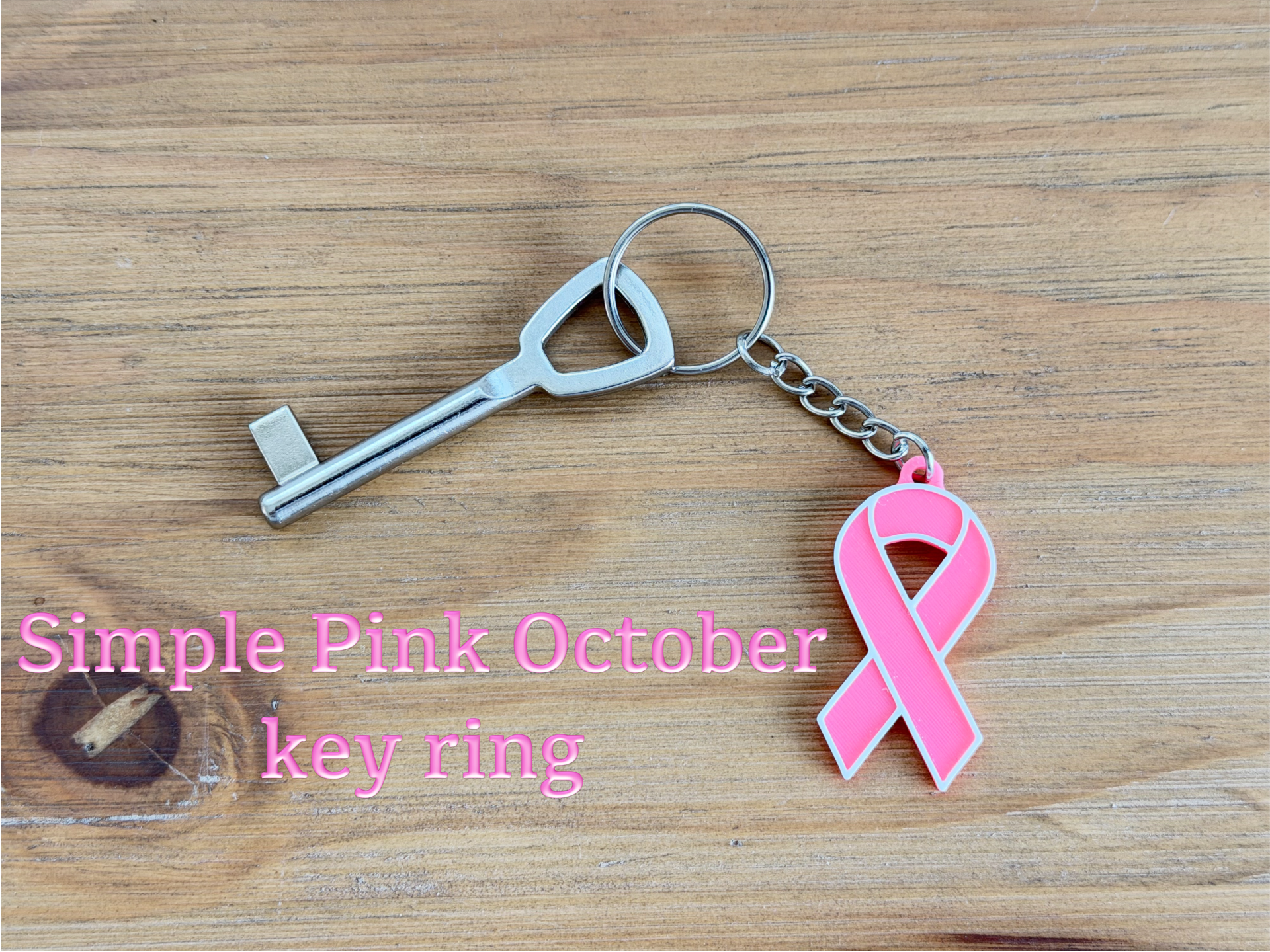 Simple Pink October key ring - 1
