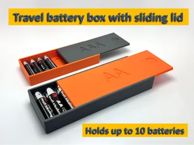 Travel Battery Box AA and AAA, 10 Batteries