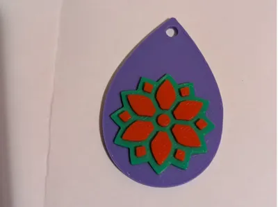 Geometric Floral Mandala Keychain/Teardrop Pendant