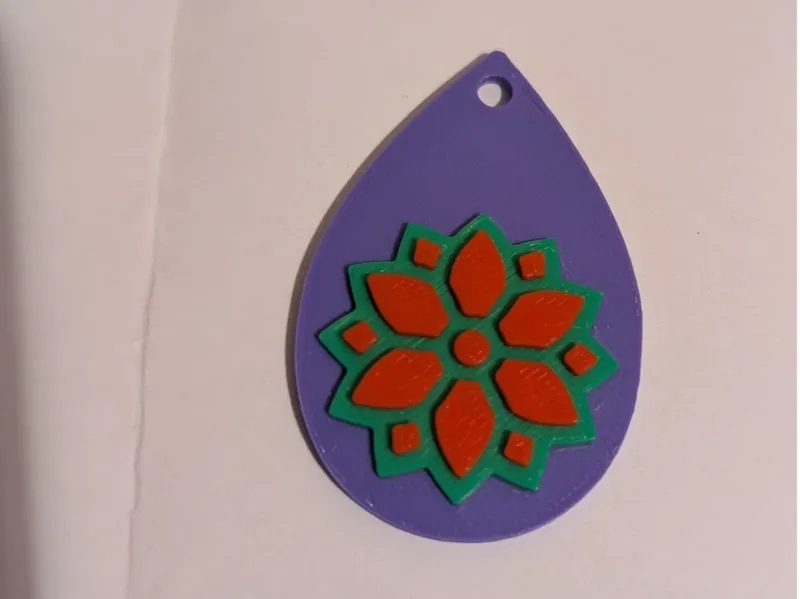 Geometric Floral Mandala Keychain/Teardrop Pendant