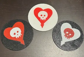 Alkaline trio cup coaster -heart skull logo