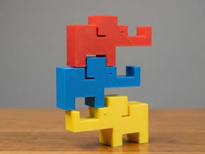Pixel-Style Elephant Balance Set
