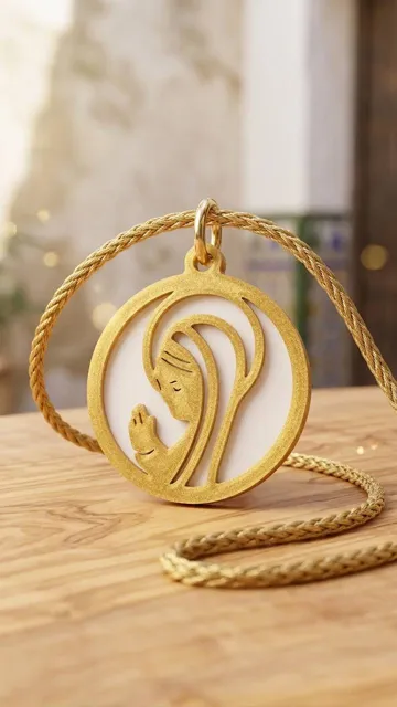 Modelo para impresión 3D: Medalla Virgen Niña — vista de referencia 3