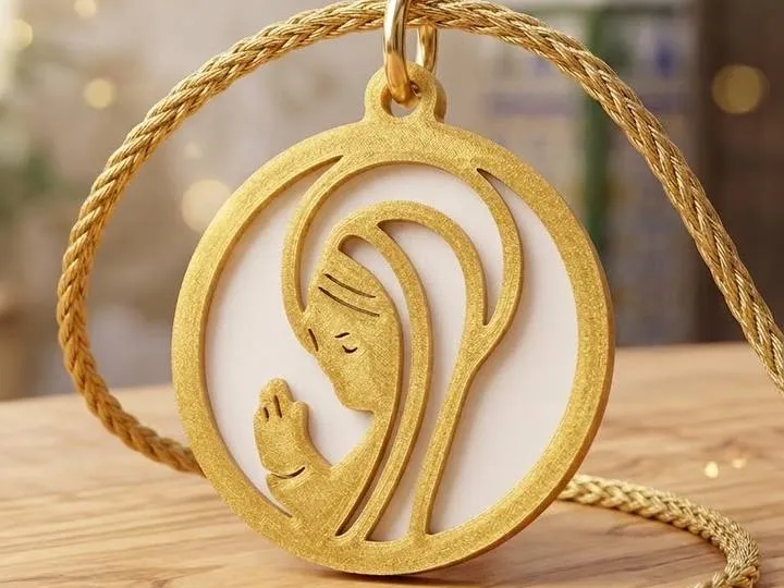 Modelo para impresión 3D: Medalla Virgen Niña. Referencia del modelo original.