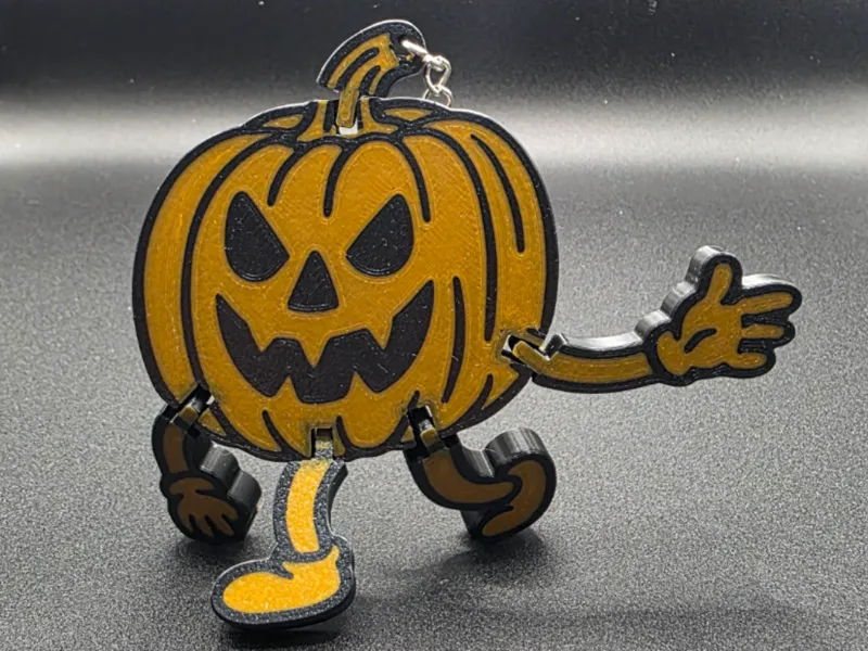 Articulated Halloween Pumpkin Keychain