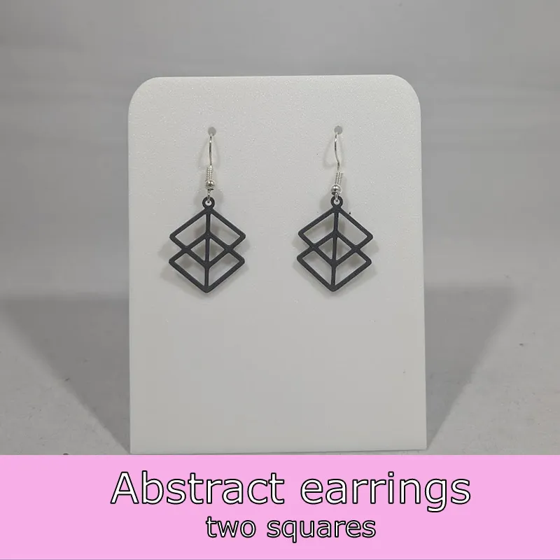 Abstract earrings - two squares view 2