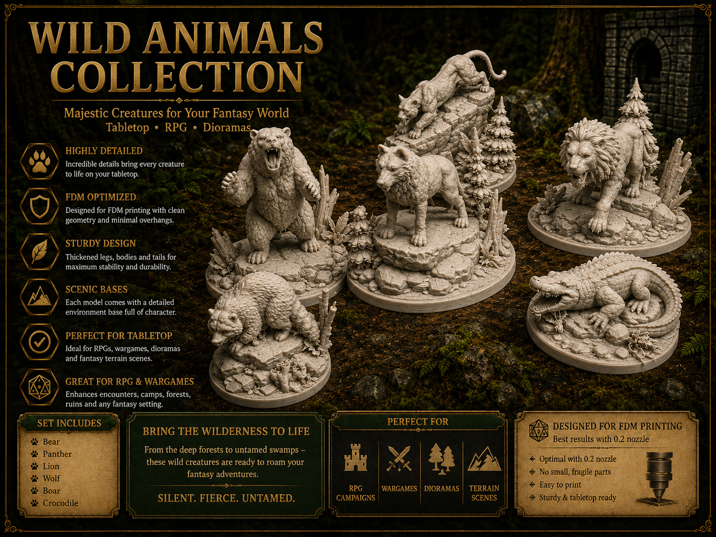 Wild Animals Collection – Detailed Miniatures 3D model