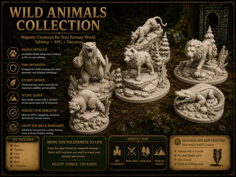 Figura decorativa: Wild Animals Collection – Detailed Miniatures — referencia de MakerWorld
