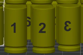 bullet casing numbered 1-20