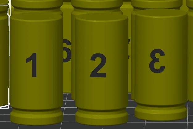 bullet casing numbered 1-20