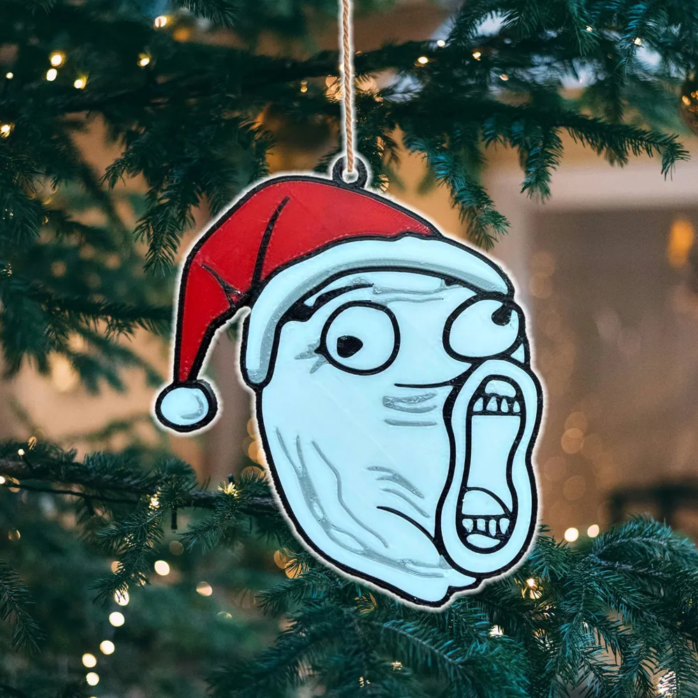 Christmas Meme LOL Face Tree Ornament - Free 3D Print Model - MakerWorld, image size:1000x1000