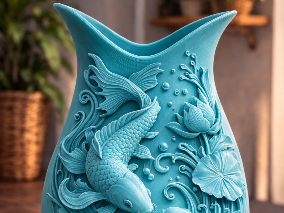 Owl Celtic Floral Vase Detailed Nature Home Decor