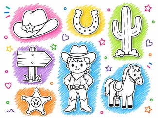 Colorea estas figuritas del Lejano Oeste! (Parte1)