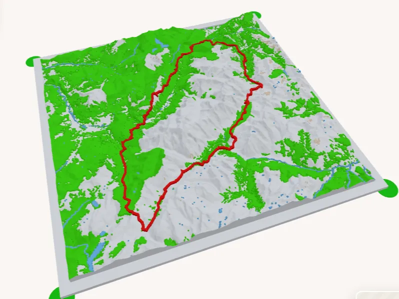 Relief map – Tour du Mont Blanc route