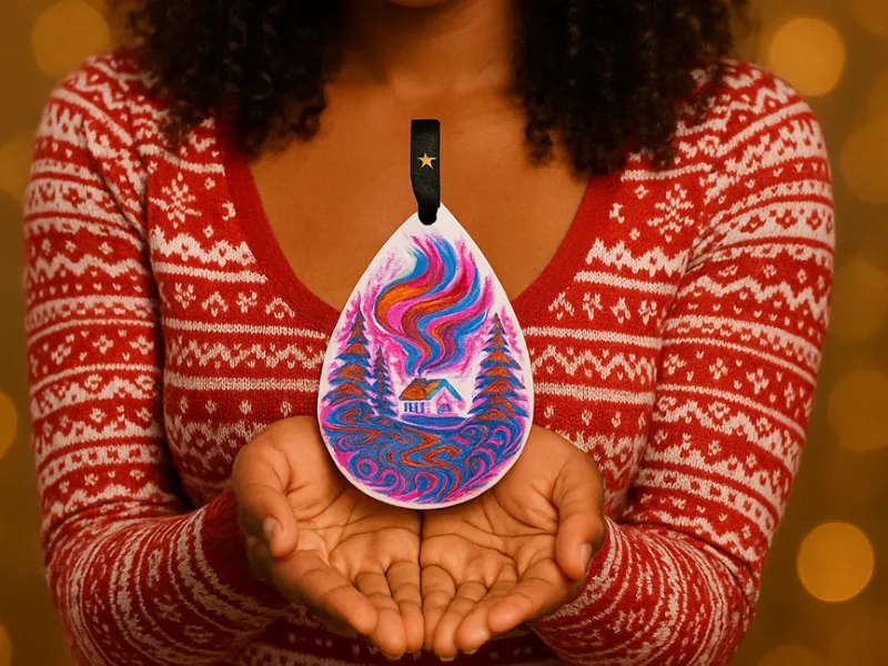Winter Cabin Ornament – Tropfen Edition