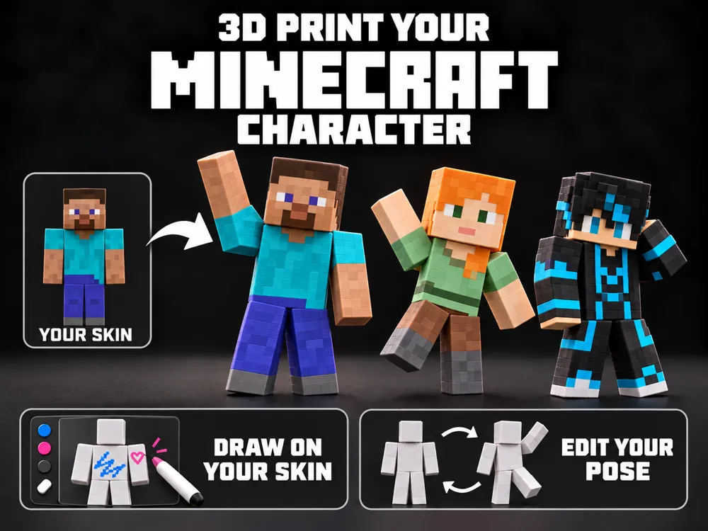 Minecraft Color Paint 3D Print Your Minecraft Character — Drawing & Pose - Free 3D Print ...