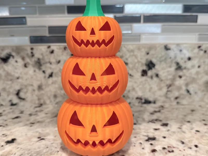 Lighted Tower Of Pumpkins
