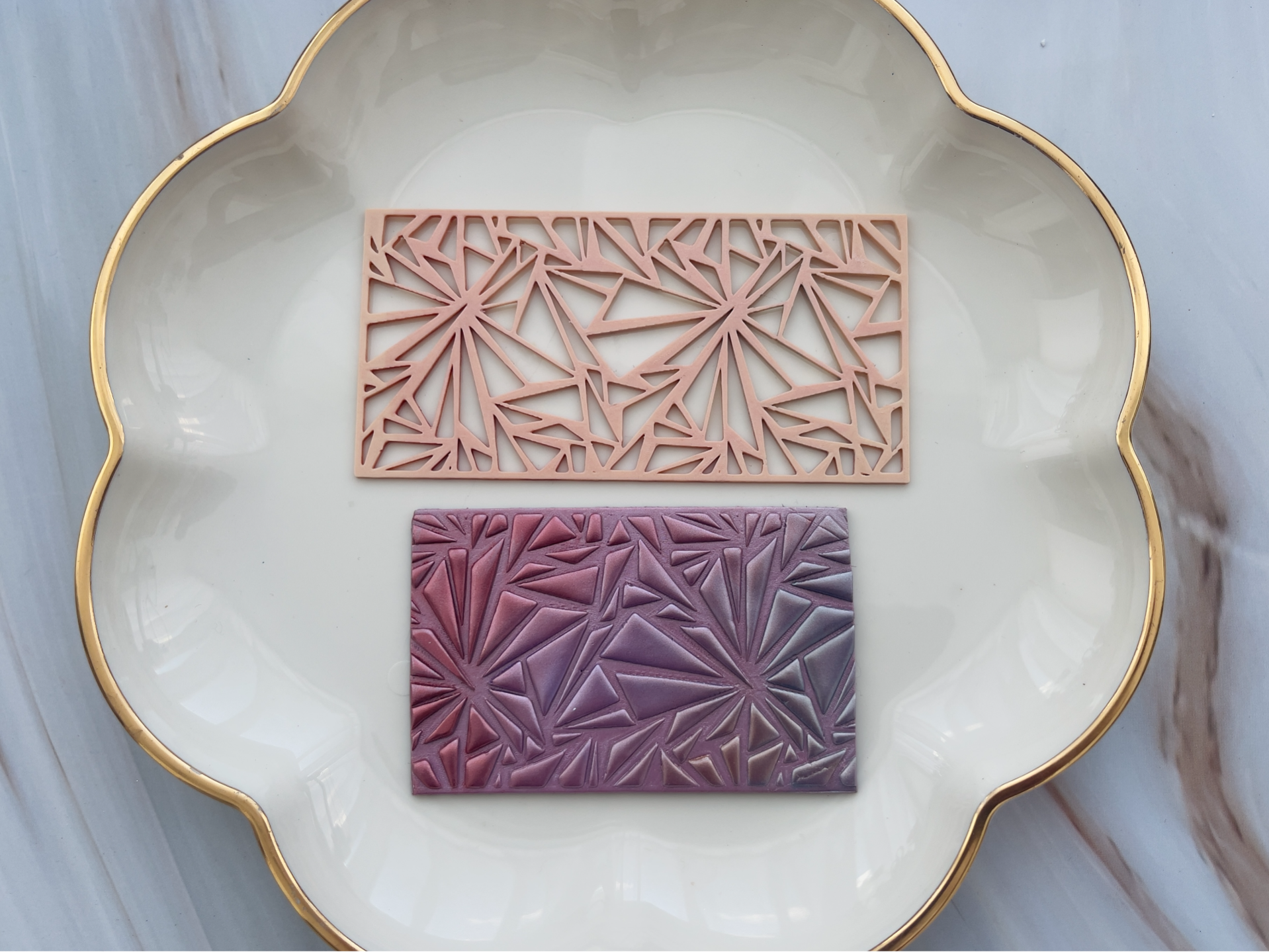 Decorative Triangles Polymer Clay Stencil