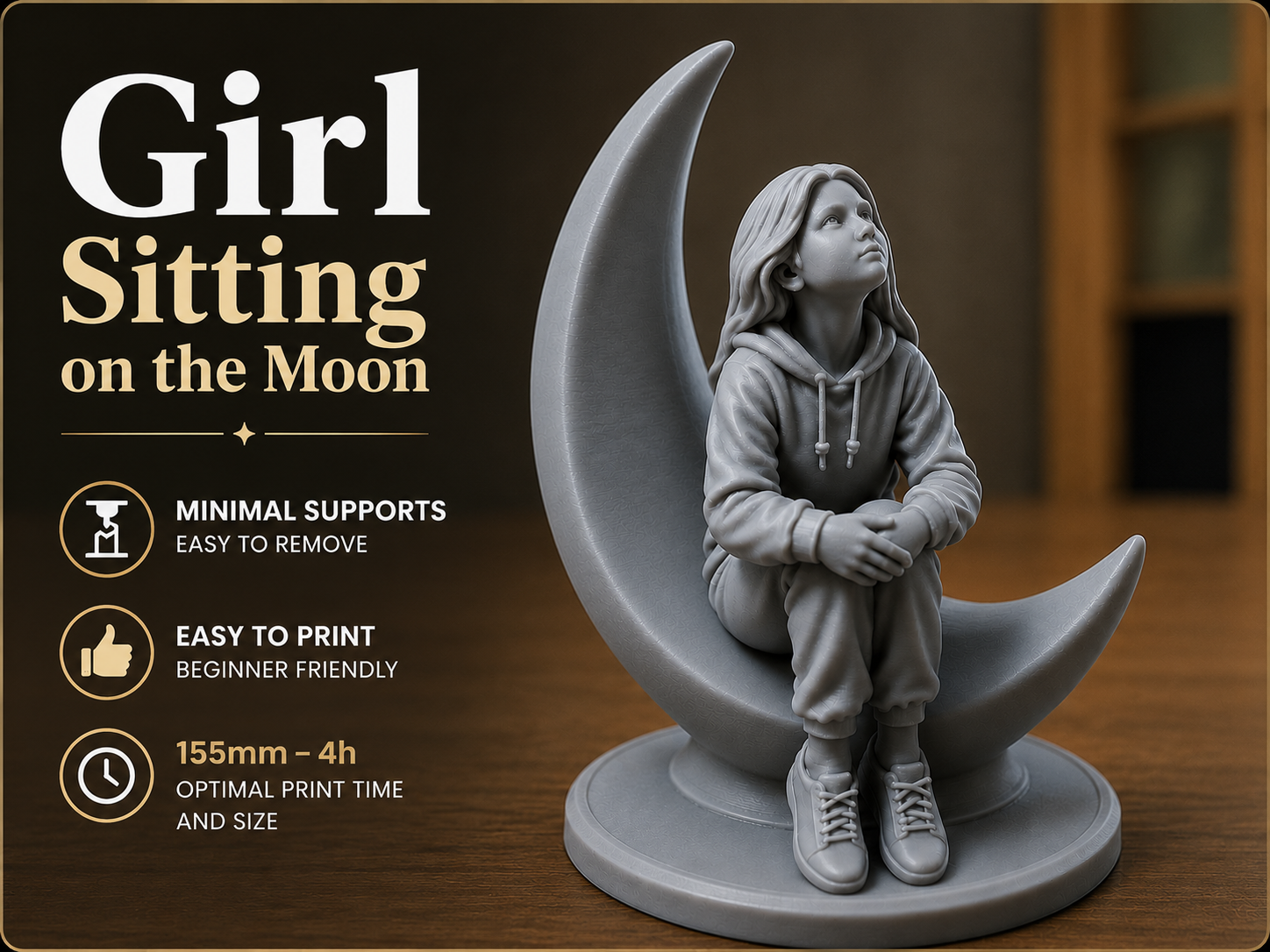 Girl Sitting on the Moon – Decorative Figurine