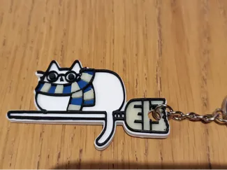 pusheen Harry Potter keychain cat on a broomstick