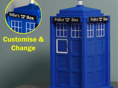 Tardis Storage Box with slide out sign -customize 