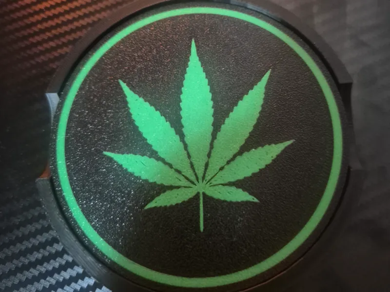 cannabis leaf coaster set with storage holder