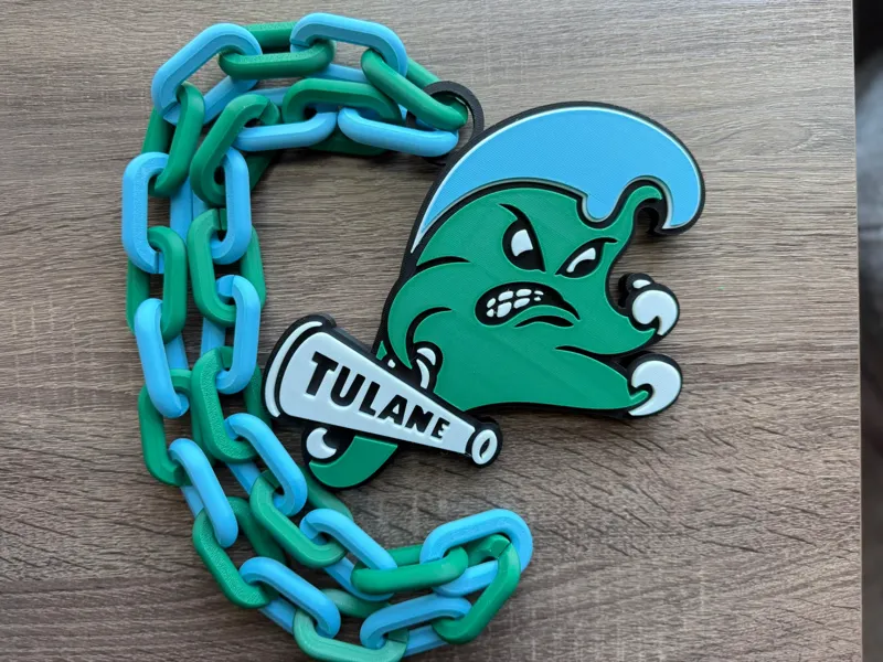 Tulane Green Wave Logo Necklace Hype Chain