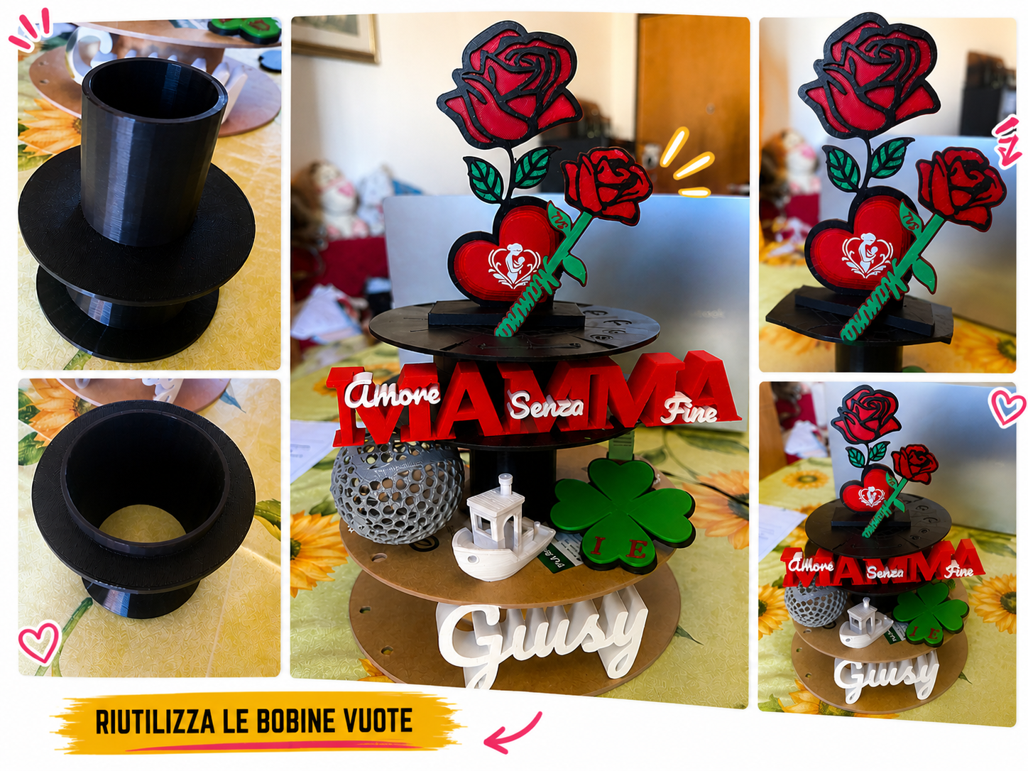 Supporto bobine vuote uso creativo organizer 3D